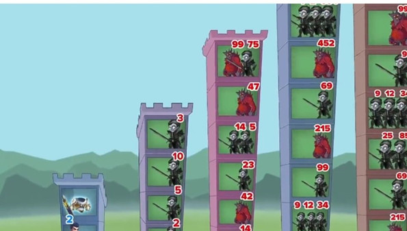 塔上有不同数字的小兵的游戏-一层一层打掉对方的塔的塔防游戏-塔上有不同数字的对抗游戏
