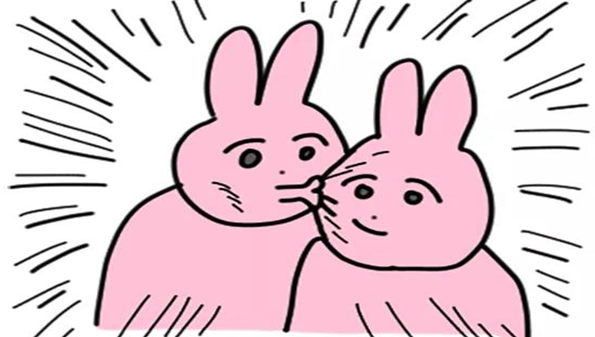 一只兔子亲另一只兔子的表情包分享